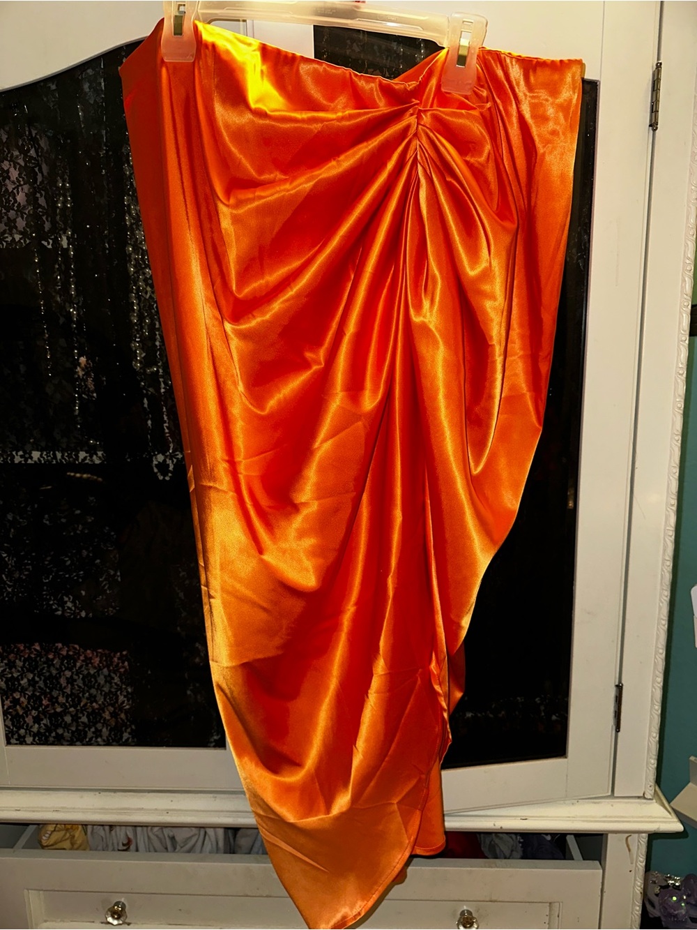 Orange stretchy wrap style satin skirt plus size 4X